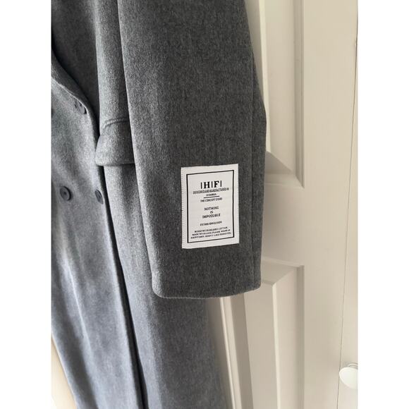 Gray Long Coat Premium Cotton Blend Elegant Women Coat - Picture 7 of 9